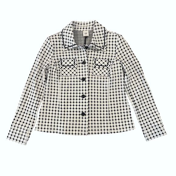 CAbi Women's Black & White/Off 60's Retro Lattice Teatime Jacket/Blazer - SIZE S - Picture 2 of 10